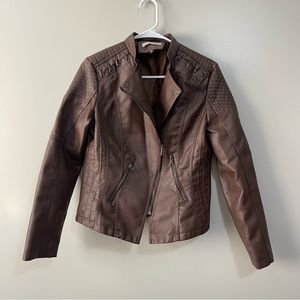 faux leather Moto jacket in brown